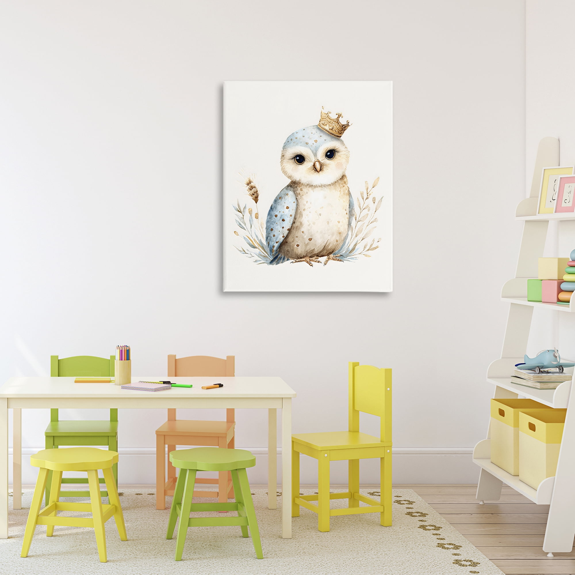 Stupell Industries Watercolor Nursery Owl Canvas Wall Art, design by LSR Design Studio