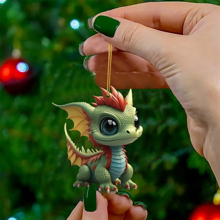 

Cute Baby Dragon Christmas Graphic Print Hanging Home Tree Pendant Christmas Tree Pendant Home Decoration Window Sill Car Pendant Backpack Pendant Christmas White Elephant Gift 1 P