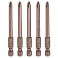 thumbnail image 1 of Uxcell 5pcs #2 Punta de destornillador Phillips PH2 1/4" Vástago hexagonal 3" (75mm) Largo 0.2" Varilla Magnética Cabeza Cruzada Puntas de Taladro S2 Acero Herramienta Eléctrica Industrial, Marrón, 1 of 7