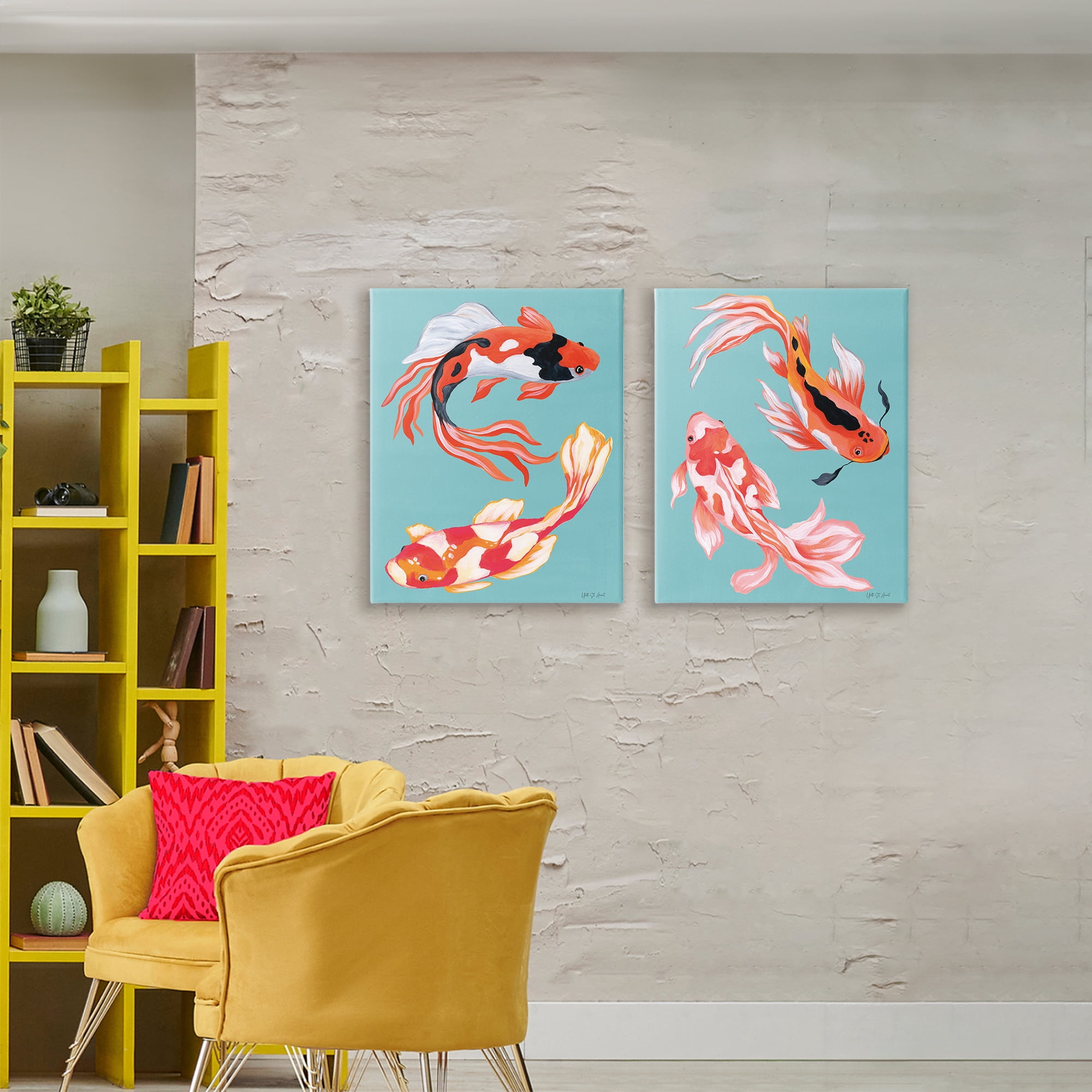 Stupell Industries Colorful Twin Koi 2 Piece Canvas Wall Art Set, design by Yvette St. Amant