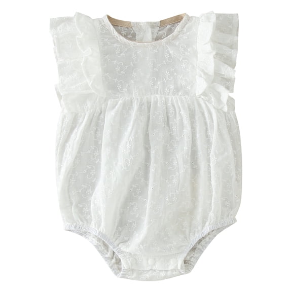 Siilsaa Baby Romper Girl Toddler Baby Girl Ruffled Sleeveless Romper Casual Summer Jumpsuit Clothes White,66