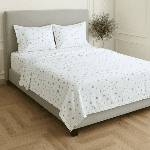 Juego de Sábanas Básica Rebeca Algodón Percal 200 estampada Estrella Individual