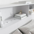 thumbnail image 6 of King Size Headboard for Bedroom, Stylish Bookcase Headboard with Built-in Charging Station & 2 LED Lights, Engineered Wood Headboards, Noise-Free HeadBoard King Size with Storage, White, 6 of 7