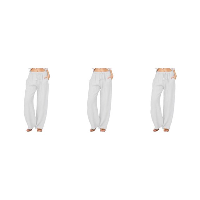 Pantalones sueltos para mujer Sonducket Tiempo libre casuales Blanco L