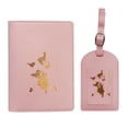 thumbnail image 1 of Luggage Tags and Passport Cover Set PU Leather Map Luggage Tags Suitcase Tags Passport Holder Travel Gift, 1 of 5
