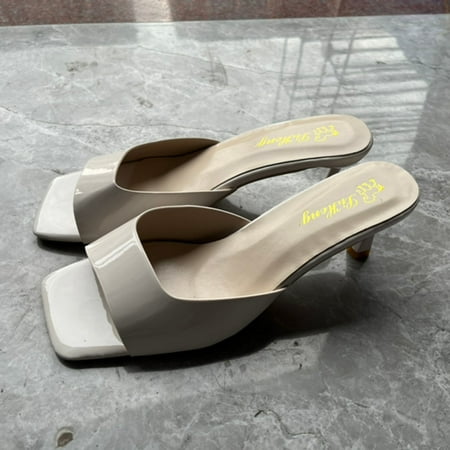 

Homadles Womens Summer Sandals- in Store High Heel Square Toe Dressy on Clearance Sandals Shoes Beige Size 8.5