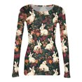 thumbnail image 5 of ASDFVBKG Easter Shirts for Women Casual Crewneck Basic Long Sleeve Slim Fitted Tee Shirts Ribbed Easter Bunny Graphic Comfy Pullover Tops Dark Green 3XL, 5 of 6