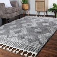 thumbnail image 1 of Modern Diamond Plush Polypropylene Indoor Shag Area Rug with Fringe - 5' x 7’, Cream/Black, 1 of 10