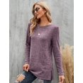 thumbnail image 4 of HTOOO Women's Casual Long Sleeve Shirts Side Split Crewneck Sweaters Ribbed Knit Plain Tunic Tops Basic Pullover, 4 of 6