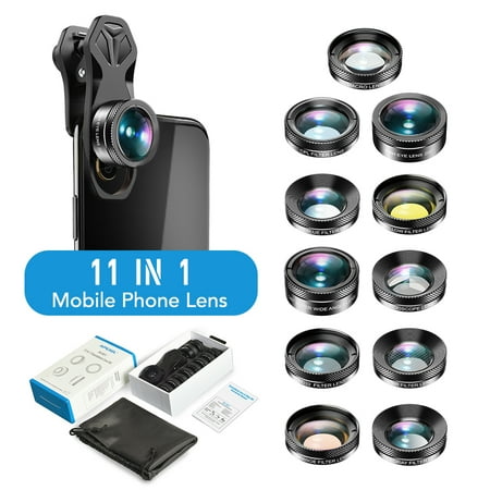 Phone Lens Universal Professional Wide Lens 205° 11in1 Lens 140° Wide Lens Camera Lens Kit Color Filters Nd32 Fisheye Lens Lens Professional Camera Lens 140° Lens Lens Color