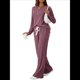 thumbnail image 2 of Conjuntos de Dos Piezas para Mujer, Suéter de Cuello Henley de Otoño, Chándal A Juego, Pijamas Cómodos con Bolsillos Vino Tinto S, 2 of 7