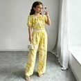 thumbnail image 2 of HAYIMI Girls Summer Outfit Sets Off Shoulder Tops With Flared Leggings Two Piece Casual For Toddler Kids Comfort Clothes Sets, 2 of 3