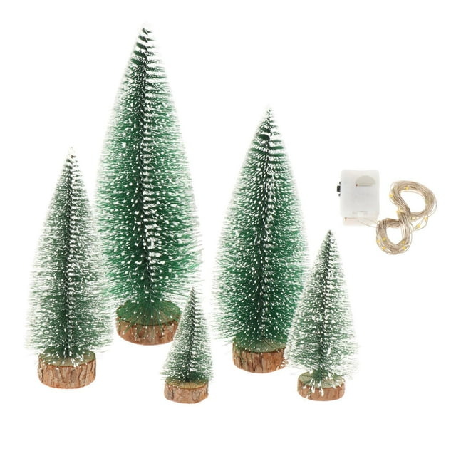de Navidad artificial, nevado rústico navideño con luces, en miniatura para fiestas, año Nuevo, decoraciones de oficina de Navidad 5 uds. BLESIY árboles de nieve