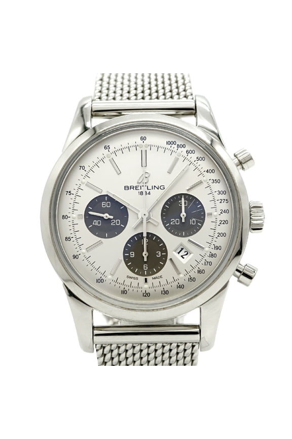 Pre-Owned Breitling Transocean AB0152 Silver Dial Men's Watch (Good)