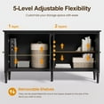 thumbnail image 4 of May in Color Sideboard Buffet Cabinet, 58'' Wood Console Cabinet with Storage & 4 Doors, Mid Century Media Cabinet for Entryway, Living Room, Dining Room, Black, 4 of 9