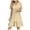 Beige, variant on Womens V Neck Mini Dresses 2025 Summer Short Sleeve Casual A Line Flowy Pleated Ruffle Swing Shirt Dress