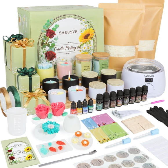 Kit para hacer velas SAEUYVB con calentador de cera digital y cera de soja