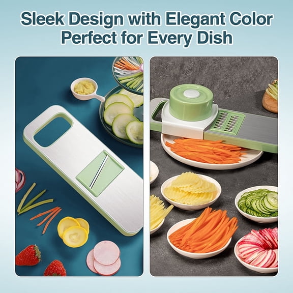 Japanese-Style Gramercy Adjustable Mandoline Food Slicer, Mandoline Slicer For Kitchen, Mandolin, Potato Slicer, Tomato Slicer, Carrot Slicer, Onion Slicer - Stainless Steel - With 6 Japanese Stainle