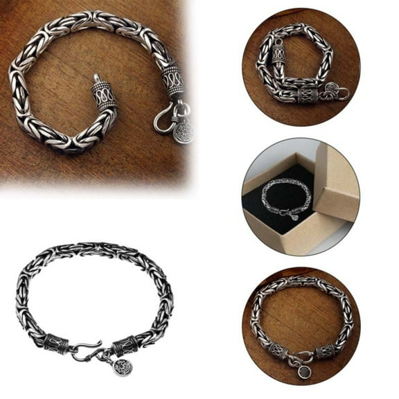 Wentin Reduced Bracelets Chain Link Asian Dragon Bracelet Eye And Hook Antiqued 925 Sterling Silver For Women Men Teen Hand Crafted Thailand