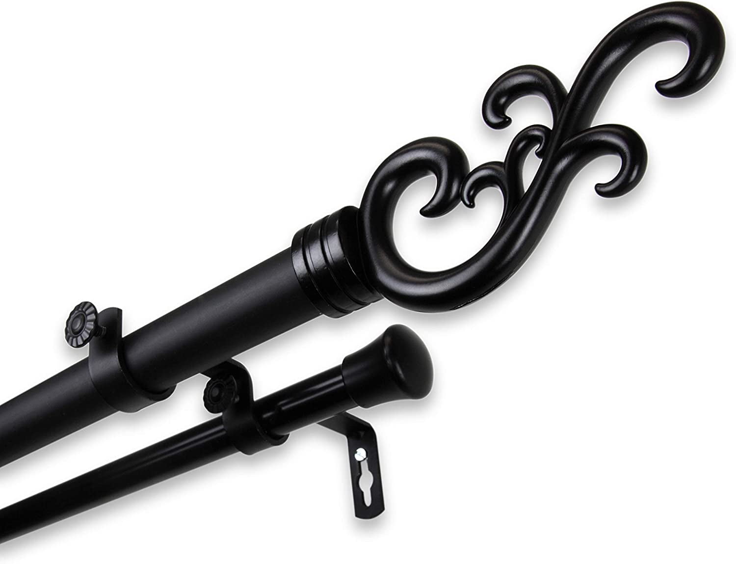Naureen 1" dia. Double Curtain Rod 48-84 inches - Black