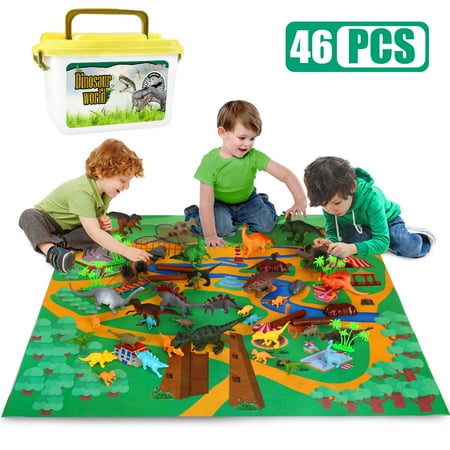 Sanlebi 46 Pcs Realistic Figures Dinosaur Toys for Kids Dino Toy for Toddlers Boys, Gift for Kids Age 3 4 5 Years Old