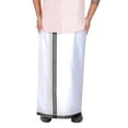 thumbnail image 5 of Stylesindia Cotton Dobby Design Border Dhotis (2m) Cotton Vesti Mundu Sarong Kerala Kasavu Border Dhoti (Black, Single Layer / 4 Mulam), 5 of 5
