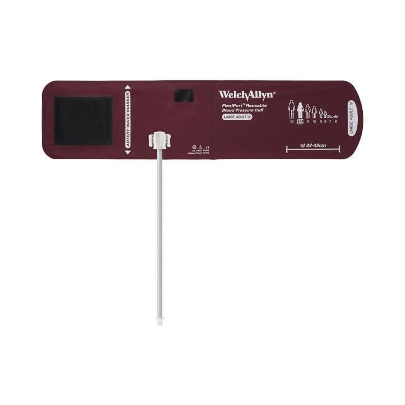 Welch Allyn 651787-EA Adult Flexiport 1 Tube Blood Pressure Cuff, Large