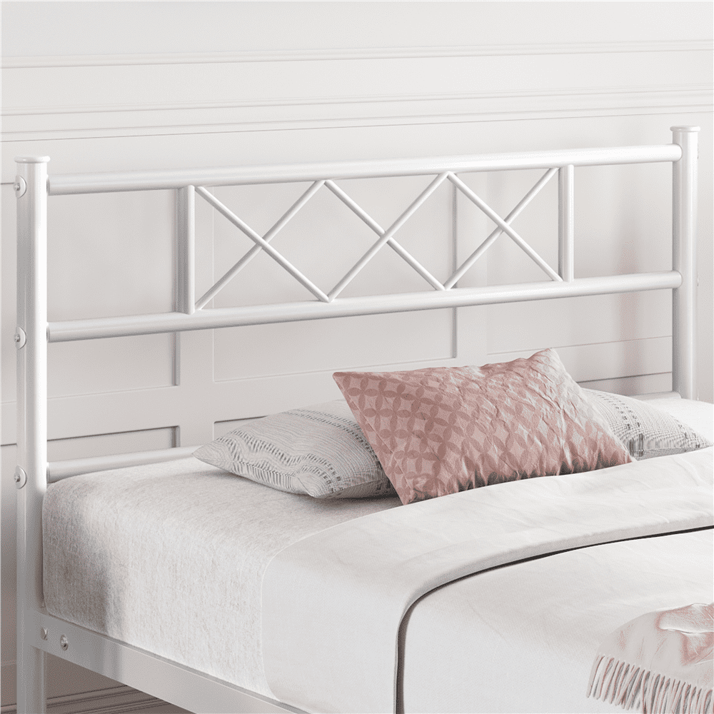 Renwick X-design Metal Platform Twin Bed,Adult , White