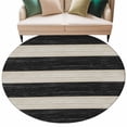 thumbnail image 6 of Black White Striped Round Rug 5ft Washable Circle Kitchen Rugs Non Slip Farmhouse Vintage Shabby Chic Wood Grain Large Area Rug Indoor Floor Carpet for Bedroom Living Room Home Office Dining Room, 6 of 8