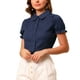 thumbnail image 4 of INSPIRAR CHIC Blusas de Algodón con Cuello Peter Pan y Botones Vintage para Mujeres Chic Azul Oscuro XL, 4 of 7