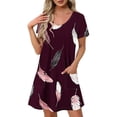 thumbnail image 2 of YuXingFu Plus Size Women's Dress Sexy Dresses - Floral, V-Neck, Short Sleeve, Midi for 2026 Purple XXL, 2 of 8