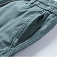 thumbnail image 4 of Multi Pockets Cargo Shorts for Men Single Button Elastic Waist Straight Leg Solid Work Hiking Outdoor Short Pants Blue,M, 4 of 6