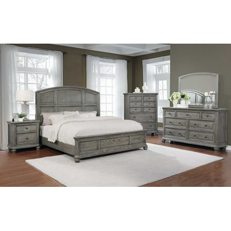 best master furniture 5 pcs cal. king bedroom set in grey rustic wood