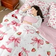 thumbnail image 4 of Castle Fairy Cute Ribbon Bowtie Bedding Comforter Set 7pcs for Teens Adults Female,Dreamy Princess Queen Bedding Sets Super Cozy,Cute Strawberry Cherry Queen Sheet Sets,Ultra Soft Home Decor, 4 of 8