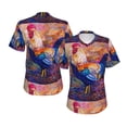 thumbnail image 3 of Yiaed Rooster Oil Painting Print Women's T Shirt V-Neck Short Sleeve Shirt Casual Breathable Tee Summer Tops-3X-Large, 3 of 5