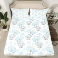 thumbnail image 2 of jejeloiu Cute Elephant Twin Sheet Sets,Ribbon Bow Twin Fitted Sheet,Blue White Balloon Flat Sheet For Girls,Super Cozy Bedroom Decor,3pcs, 2 of 7