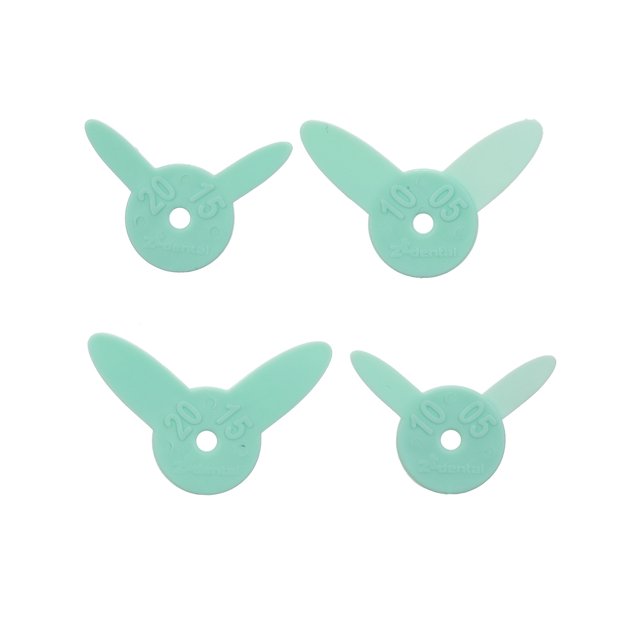 Juego de 4 reglas de medición de diastema dental en caucho de alta calidad, ideal para clínicas odontológicas profesionales. Diseñadas para medir espacios interdentales con precisión, incluyen dos