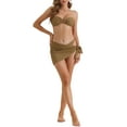thumbnail image 2 of INSPIRAR CHIC Conjunto de Bikini de Mujer O Ring de 3 Piezas con Parte Inferior Triangular y Cubierta de Parte Inferior Trajes de Baño Talla X-Small Café, 2 of 5