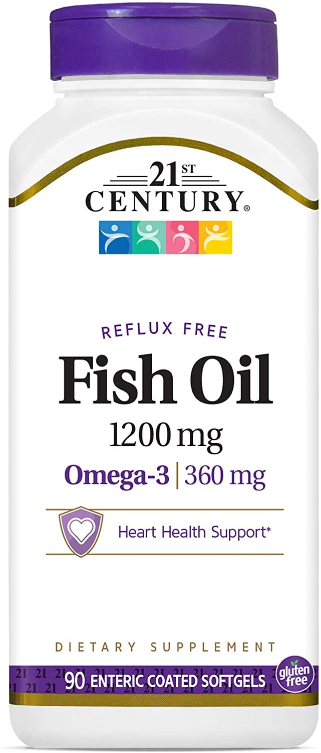 21St Century Fish Oil 1200 mg Omega Fatty Acid Supplements Enteric Coated Softgels - 90 Ea, 2 Pack