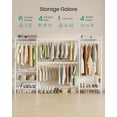 thumbnail image 3 of SONGMICS Heavy-Duty Clothes Rack, Extendable Garment Rack, Portable Closet with Adjustable Mesh Shelves and Hanging Rails, Hooks, White, 3 of 5