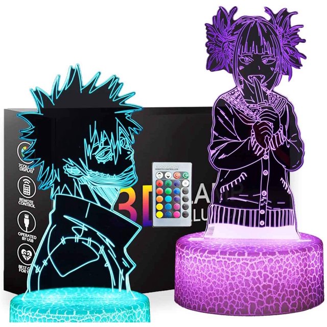 My Hero Academia Toys 3D Night Light, 2 Pattern 16 Colors Anime Table Lamp with Remote Control Kids Bedroom Decoration, Creative Lighting Perfect Souvenir Gifts for Christmas and Birthday