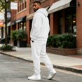 thumbnail image 5 of Delconic Mens Hoodie and Jogger Set Two Piece Tracksuit Full Zip Sweatshirt Drawstring Pants Casual Athletic Outfit White XL, 5 of 7