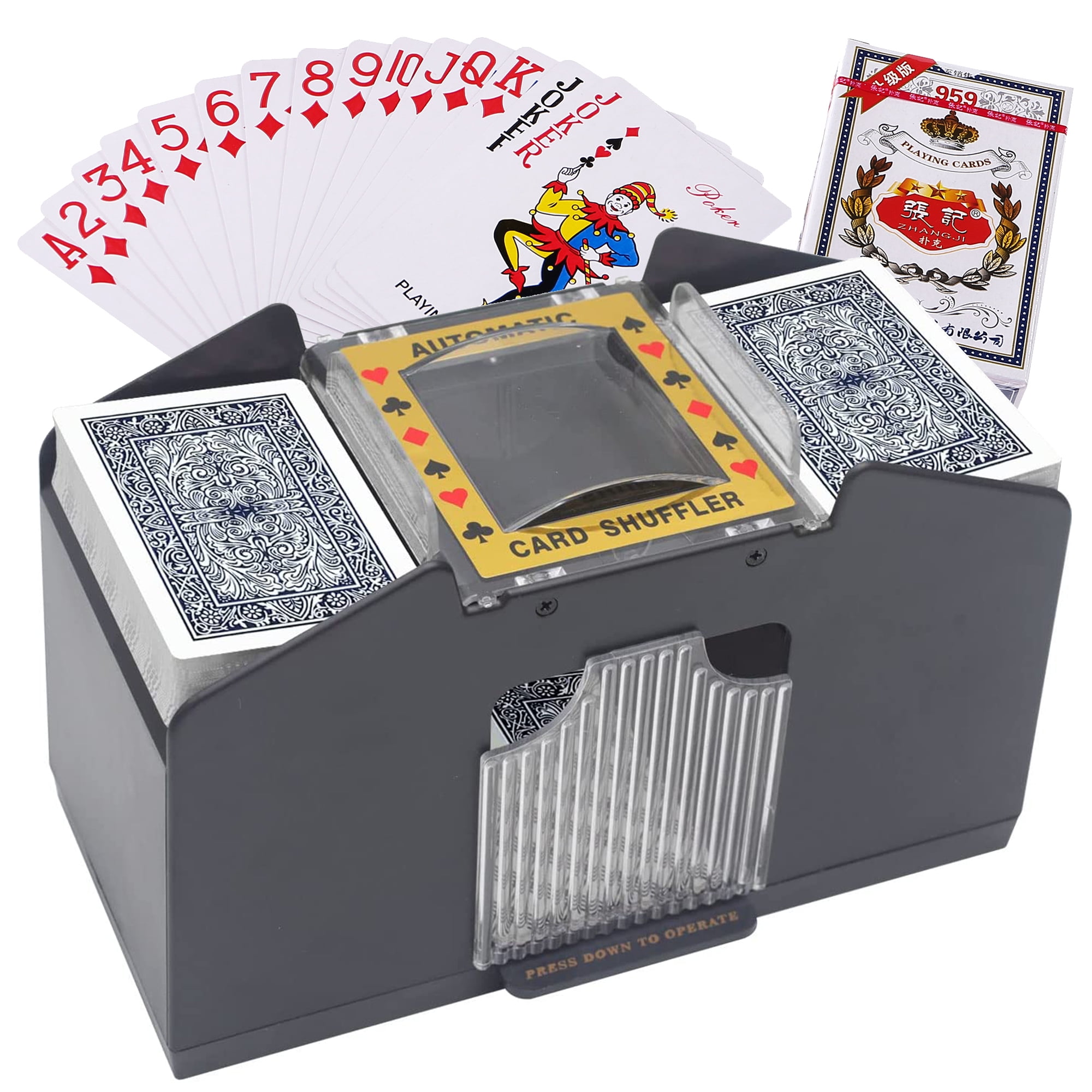 Electric Casino Poker Blackjack Automatic Shufflers 1-4 Decks Playing Card Shuffling Machine Battery Operated Tool for UNO Texas Hold'em Home Card Games 