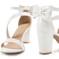 thumbnail image 7 of Ecetana Women's High Heel Sandals with Bow Strappy Chunky Heel Dress Shoes for Party Wedding, 7 of 7