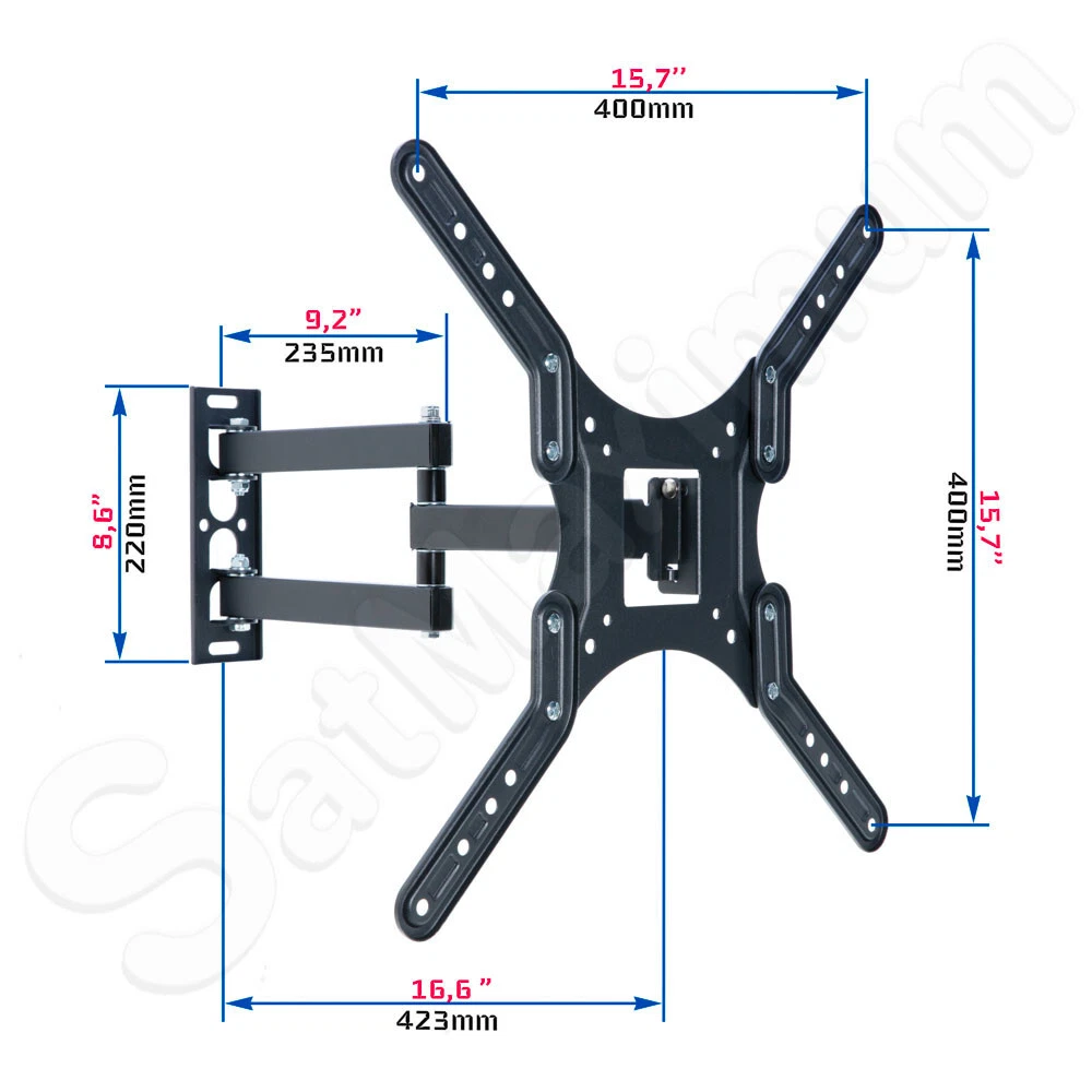 Cables Direct Online Full Motion TV Wall Mount Bracket for 23-55 inch TVs, Swivel and Tilt, VESA Compatible up to 400x400mm, 66LB Capacity