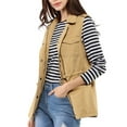thumbnail image 4 of Chaleco sin mangas para mujer INSPIRE CHIC con cintura ajustable, cierre de cremallera, de algodón, estilo cargo, con bolsillo, color caqui, talla M, 4 of 8