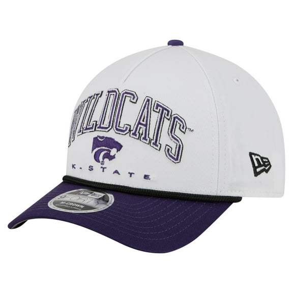 Men's New Era White/Purple Kansas State Wildcats Arch Two-Tone Rope 9FORTY A-Frame M-Crown Adjustable Hat