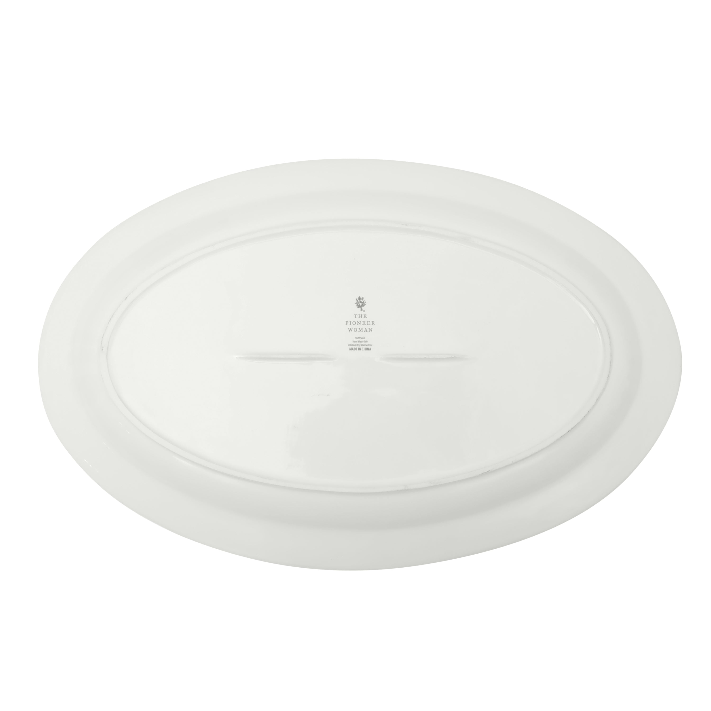 The Pioneer Woman Vintage Lace 20-inch Stoneware Oval Serving Tray Platter, White
