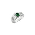 thumbnail image 3 of RYLOS Men's Rings 14K White Gold Classic 7X5MM Oval Gemstone & Diamond Ring Green Sapphire September Birthstone Rings For Men, Gold Rings Size 10, 3 of 7