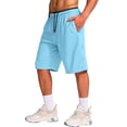 thumbnail image 4 of WULMLEO Men's Athletic Shorts with Pockets 11" Long Basketball Bottoms Lightweight Quick Dry Gym Workout Shorts for Training Light Blue M, 4 of 7